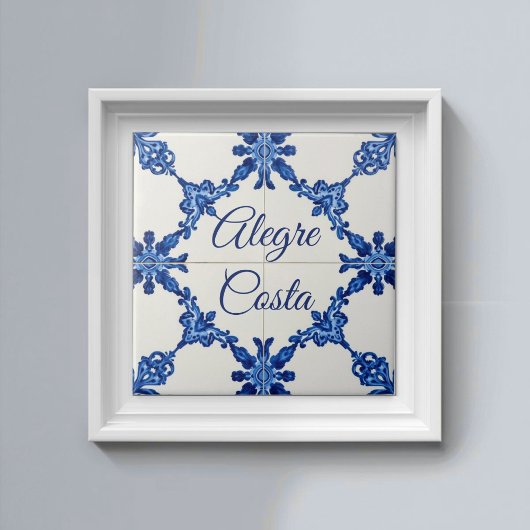 Azulejo Blue Custom House Name Plate Plaque Sign  タイル