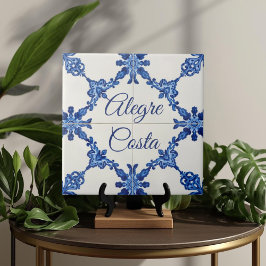 Azulejo Blue Custom House Name Plate Plaque Sign  タイル