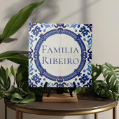 Azulejo Blue Custom House Name Plate Plaque Sign  タイル