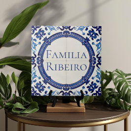 Azulejo Blue Custom House Name Plate Plaque Sign  タイル