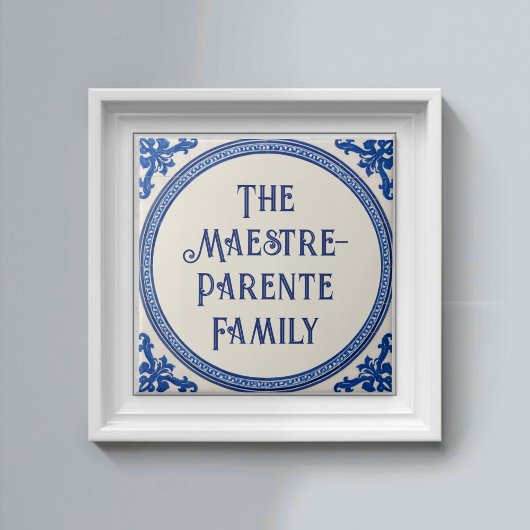 Azulejo Blue Custom House Name Plate Plaque Sign  タイル