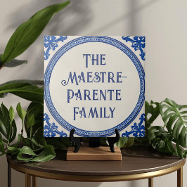 Azulejo Blue Custom House Name Plate Plaque Sign  タイル