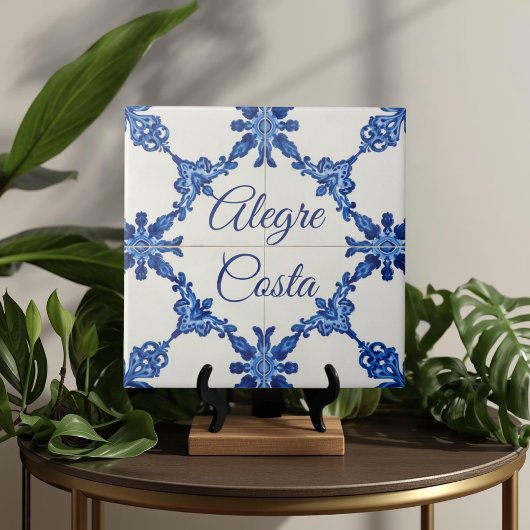 Azulejo Blue Custom House Name Plate Plaque Sign  タイル