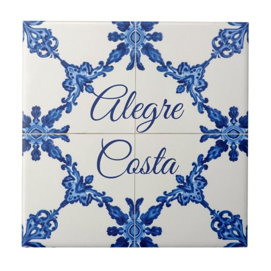 Azulejo Blue Custom House Name Plate Plaque Sign  タイル (正面)