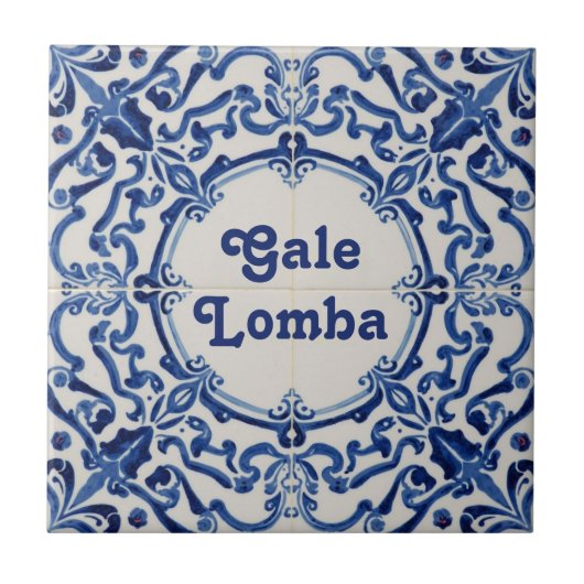 Azulejo Blue Custom House Name Plate Plaque Sign  タイル (正面)