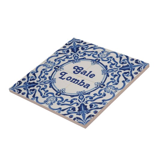 Azulejo Blue Custom House Name Plate Plaque Sign  タイル (側面)