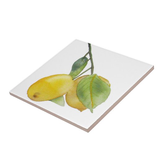 Azulejo con acuarela de limones amarillos タイル (側面)