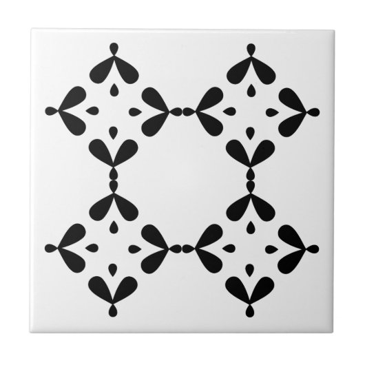 Azulejo de cerámica blanco y negro タイル (正面)