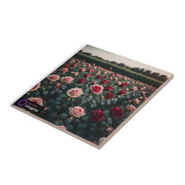 Azulejo de cerámica flores rosas タイル