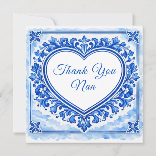💙Azulejo Heart Thank‑You Tile サンキューカード (正面)