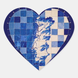 Azulejo Portugal Heart Sticker – Blue Tile Portugu ハートシール