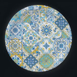 Azulejo tiles in blue and yellow ペーパープレート<br><div class="desc">A patchwork of hand‑painted azulejo‑inspired tiles</div>