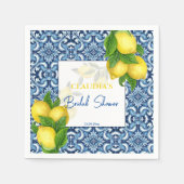 Azulejos azuis e limão Decoração de chá de bebê de スタンダードカクテルナプキン (正面)