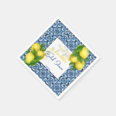 Azulejos azuis e limão Decoração de chá de bebê de スタンダードカクテルナプキン (角)