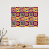 Azulejos CGツイスト付き幾何学的タイル ポスター (キッチン)