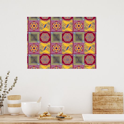 Azulejos CGツイスト付き幾何学的タイル ポスター (キッチン)