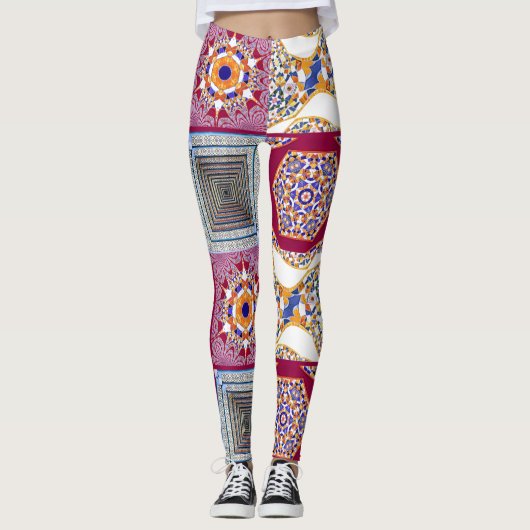 Azulejos CGツイスト付き幾何学的タイル レギンス (正面)