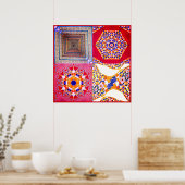 Azulejos Geometric Tiles with a CG twist ポスター (キッチン)