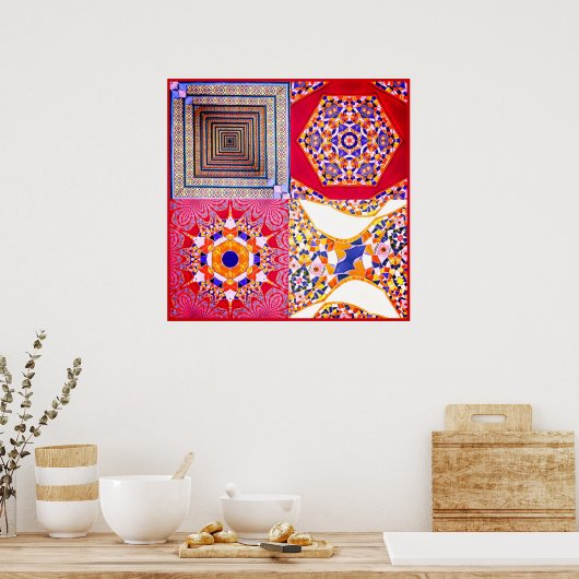 Azulejos Geometric Tiles with a CG twist ポスター (キッチン)