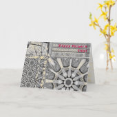 Azulejos Geometric Tiles with Bird of Peace カード (黄色い花)