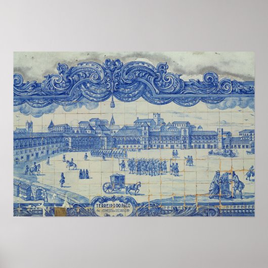 Azulejos tiles depicting the Praca do Comercio ポスター (正面)