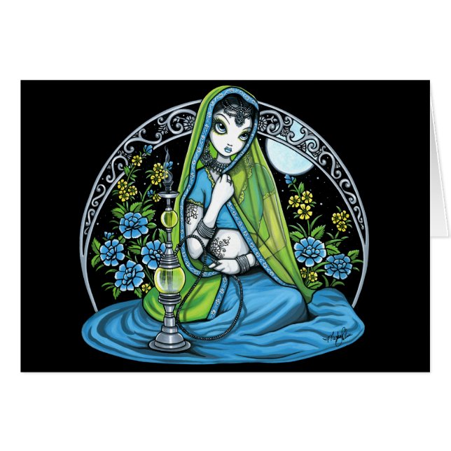 Azuraの折衷的なヒンディーのサリーの月の妖精カード (正面横)