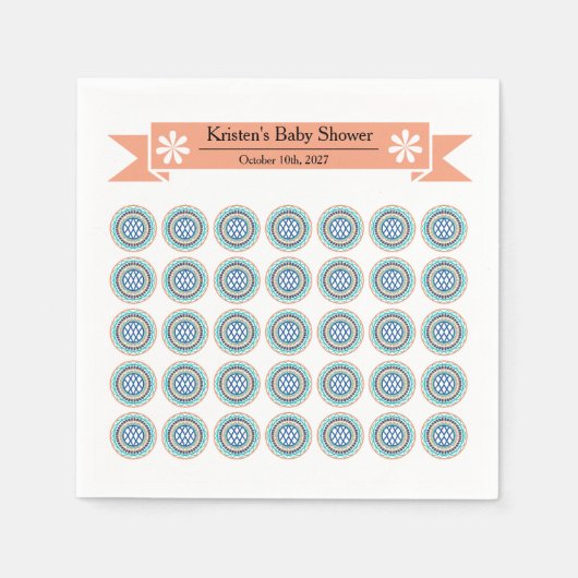 Azura Crest Baby Shower Paper Napkins with Designs スタンダードカクテルナプキン (正面)