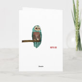 Azureおよび赤面フクロウ誕生日カード カード (裏面)