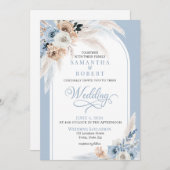 Azureおよび金ゴールド調和結婚式招待状 招待状 (正面/裏面)