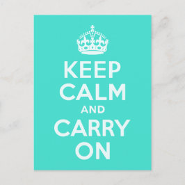 AzureとターコイズKeep Calm and Carry On ポストカード