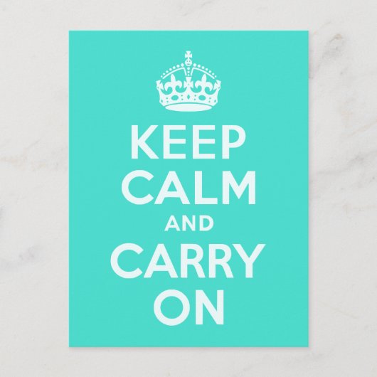 AzureとターコイズKeep Calm and Carry On ポストカード (正面)