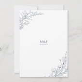 Azureエレガントアイボリーフローラリースモノグラム結婚ズ 招待状 (裏面)