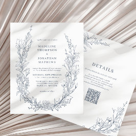 AzureエレガントアイボリーフローラリースQRコード結婚