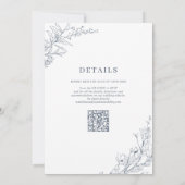 AzureエレガントアイボリーフローラリースQRコード結婚 招待状 (裏面)