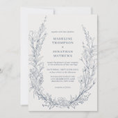 Azureエレガントフローラリースモノグラ結婚ム 招待状 (正面)