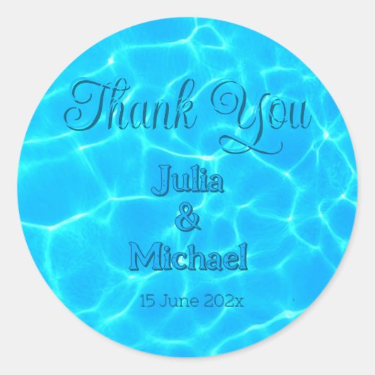 Azureターコイズブルー水反射ミニマリズム ラウンドシール (正面)