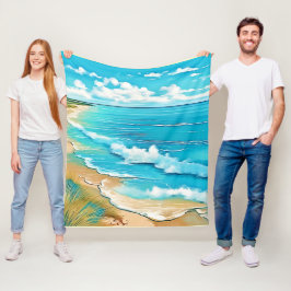 AzureビーチCalmデザイン フリースブランケット