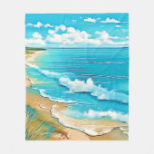 AzureビーチCalmデザイン フリースブランケット (正面)