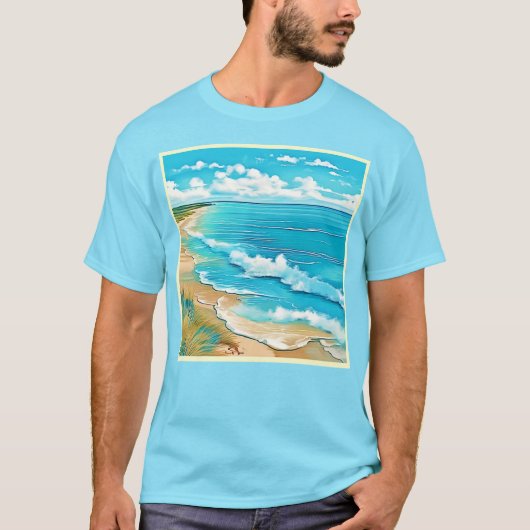AzureビーチCalmデザイン Tシャツ (正面)