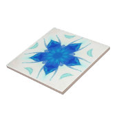 Azureブルーフラワーターコイズアクアマリン幾何学模様 タイル (側面)