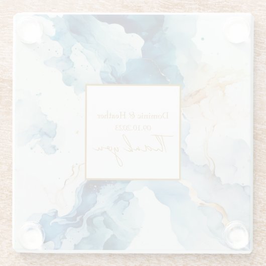 AZUREマーブルドリームガラ |グリッター日付の保存 ガラスコースター (裏面)