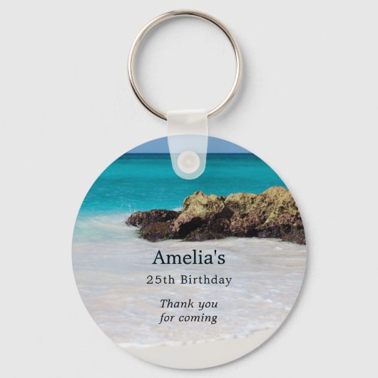 Azure海サンディビーチフォト誕生日ありがとう キーホルダー (正面)
