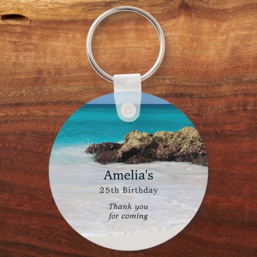 Azure海サンディビーチフォト誕生日ありがとう キーホルダー (正面)