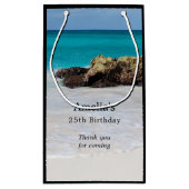 Azure海サンディビーチフォト誕生日ありがとう スモールペーパーバッグ (裏面)