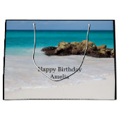 Azure海サンディビーチフォト誕生日 ラージペーパーバッグ (正面)