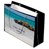 Azure海サンディビーチフォト誕生日 ラージペーパーバッグ (正面アングル)