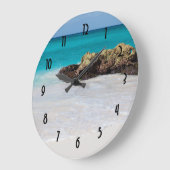 Azure海サンディビーチ写真 ラージ壁時計 (傾斜)