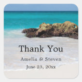 Azure海サンディビーチ結婚写真ありがとうございます スクエアシール (正面)