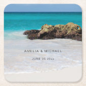 Azure海サンディビーチ結婚写真 スクエアペーパーコースター (正面)