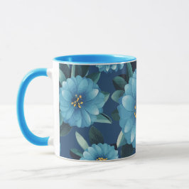 Azure開花鮮やか: Blue Floral Pattern マグカップ
